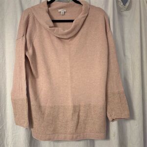 J. Jill Women's M Petite Pale Pink Cowl Neck Sweater Long Sleeve Pullover